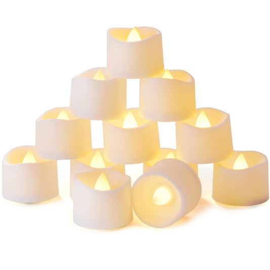 Homemory 12-Pack Flameless LED Tea Light Candles, 6H Auto Timer, Battery Operated Tealights for Table, Lanterns & Holiday Decor