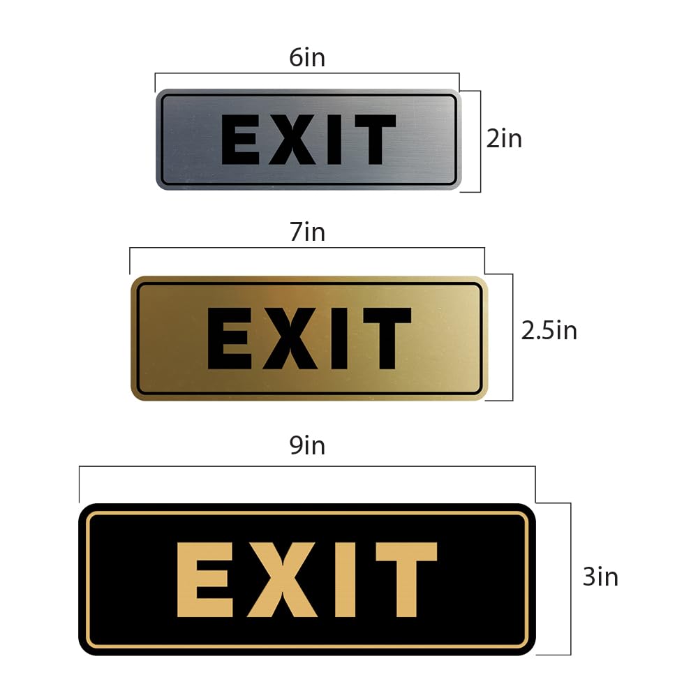 All Quality Standard Exit Wall or Door Sign | Durable Plastic and Easy Installation | Double-Sided Foam Adhesive Tape - Black - Small (1 Pack)