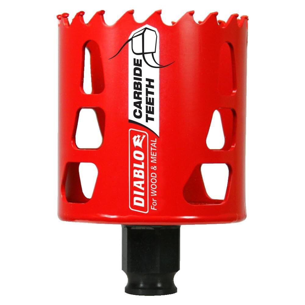 Diablo 2-3/8" Carbide Teeth Hole Saw for Wood & Metal, Snap-Lock Plus Mandrel, Tool-Free Plug Ejection DHS2375CT