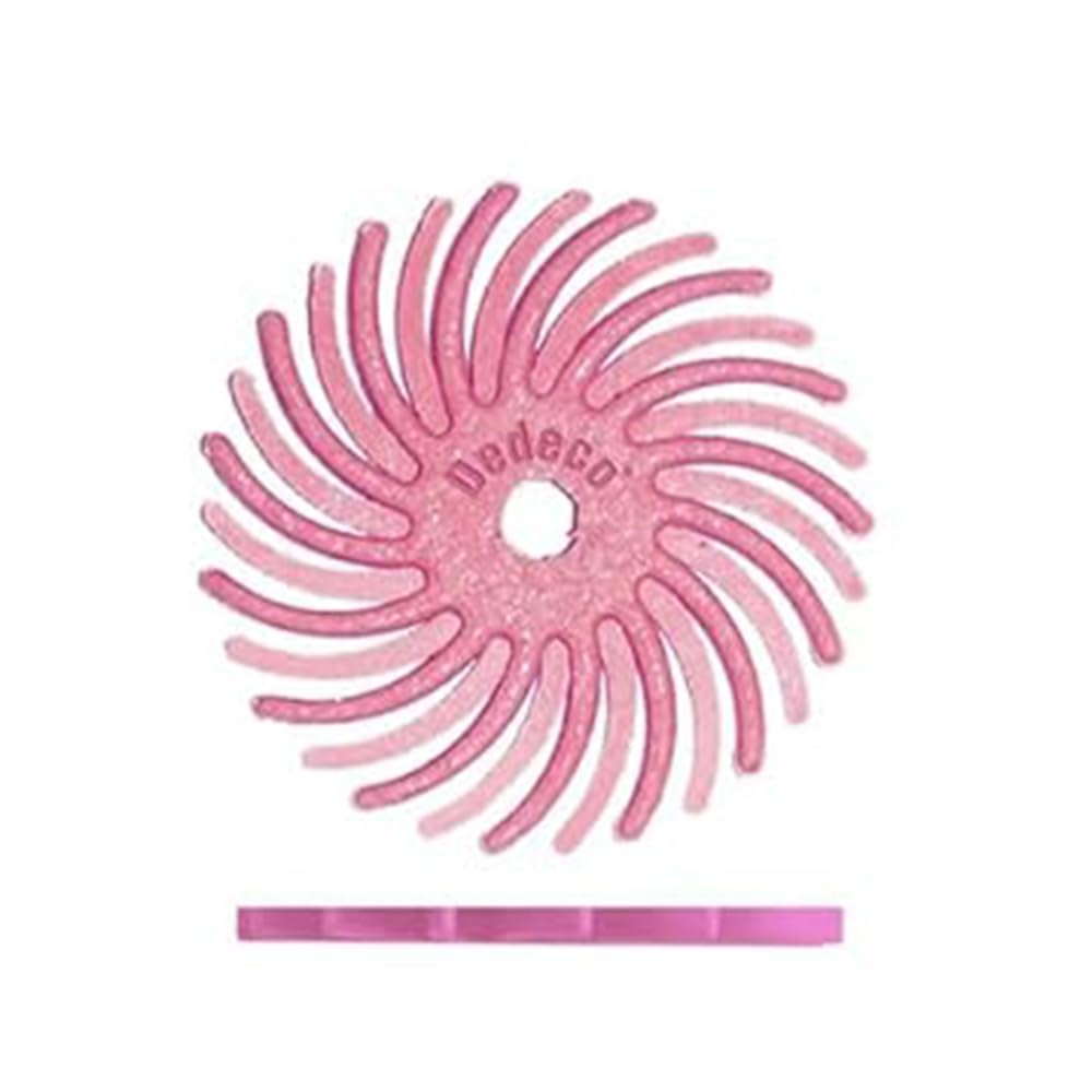 Dedeco Sunburst Radial Bristle Discs 12-Pack - 3/4" Curved - Pink 600 Grit (Fine, Pumice) - Aluminum Oxide for Polishing & Finishing
