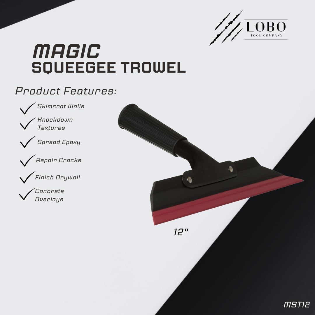 Lobo Tools Magic Squeegee Trowel for Knockdown, Drywall, Concrete, Epoxy (12")