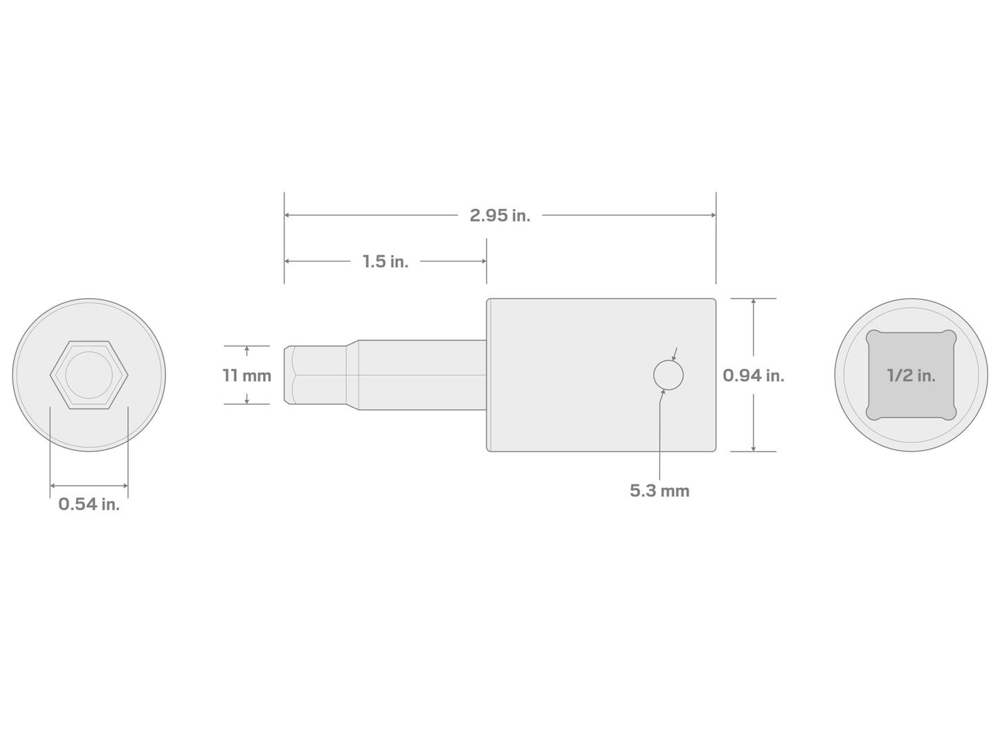 TEKTON 1/2 Inch Drive x 11 mm Hex Impact Bit Socket | SIB23211