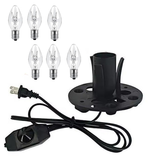 DXMKOP Himalayan Salt Lamp Replacement Cord with Gear Switch, E12 Socket Base, 6ft Cord & 6 Halogen Bulbs (6-Pack)