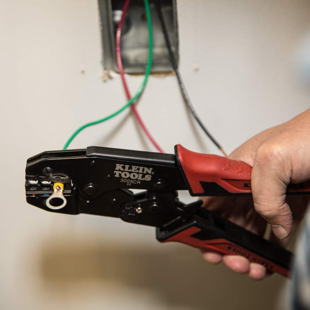 Klein Tools 3005CR Wire Crimper Tool, Ratcheting Insulated Termil Crimper for 10 to 22 AWG Wire