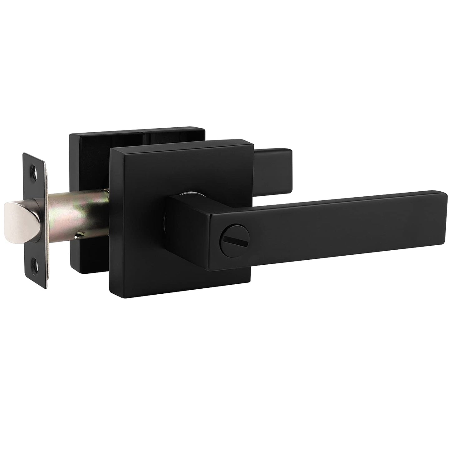 Probrico 1 Pack Privacy Door Handles,Heavy Duty Matte Black Door Lever Hardware,Keyless Interior Door Knob Lockset for Bedroom Bathroom