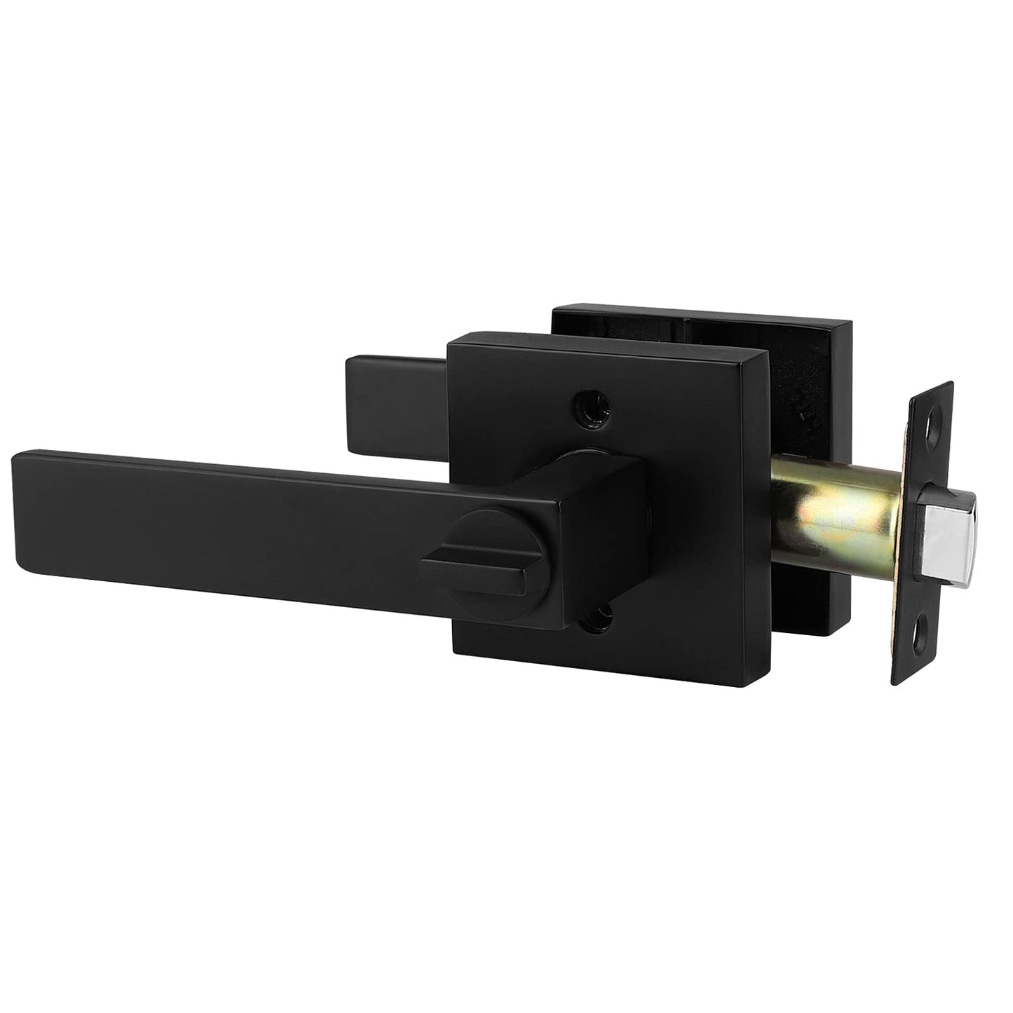 Probrico 1 Pack Privacy Door Handles,Heavy Duty Matte Black Door Lever Hardware,Keyless Interior Door Knob Lockset for Bedroom Bathroom