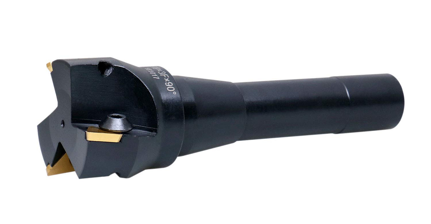 Accusize Industrial Tools 2'' Carbide Indexable End Mill, R8 Shank, with 3 Pc Tpg 322 Inserts, 0046-0916