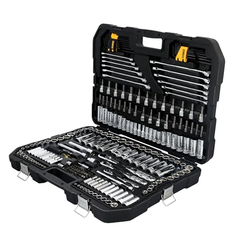 DEWALT 247-Piece Mechanic Tool Set, 1/4, 3/8 & 1/2 in. Drive, SAE Sockets, Ratchets, Wrenches & Hex Keys, Polished Chrome (DWMT81535)