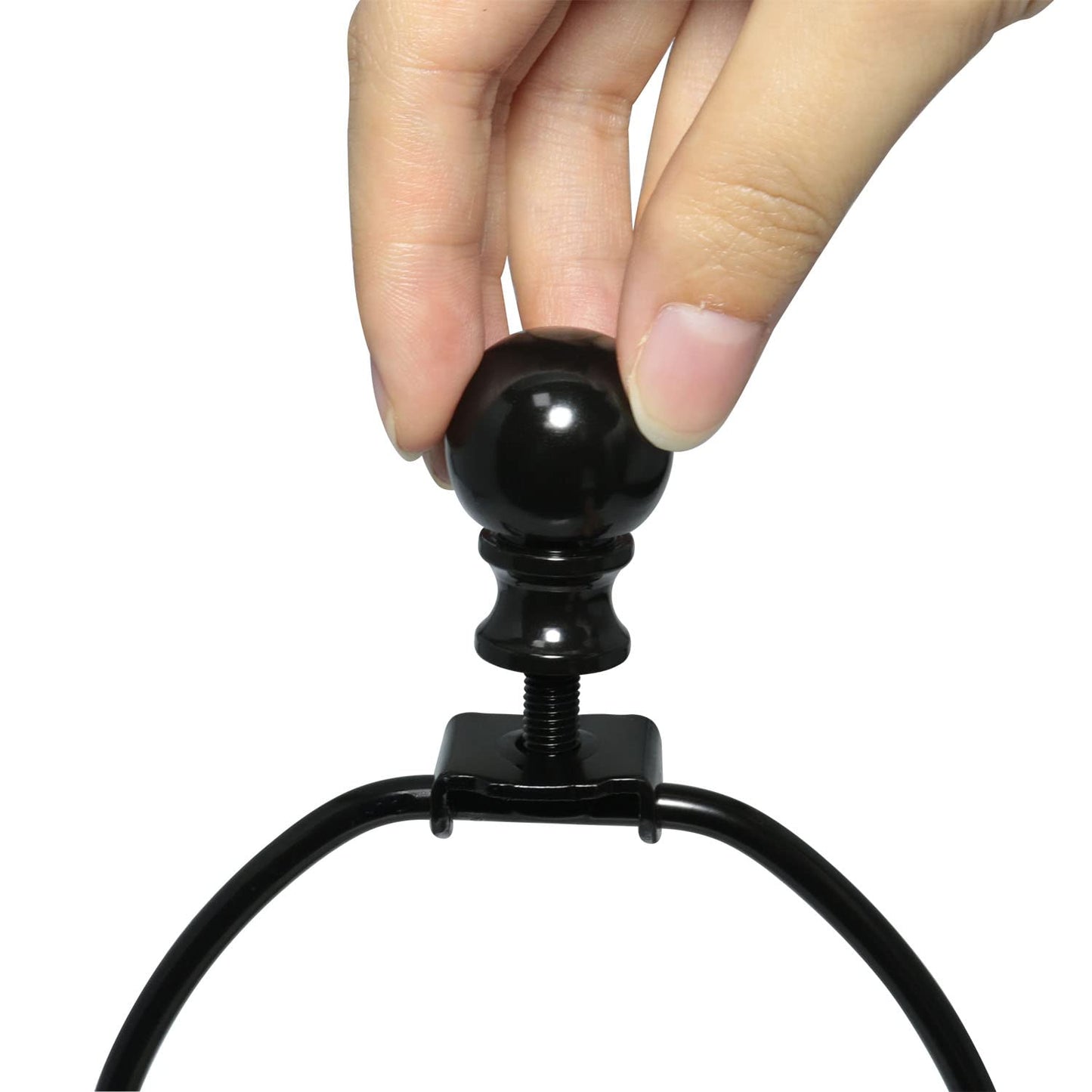 DGBRSM 10 Inch Lamp Harp Holder with 1-1/2 Inch Lamp Finial Oil Rubbed Black Steel Ball Knob Lamp Shade Finial for Table and Floor Lamps, Black