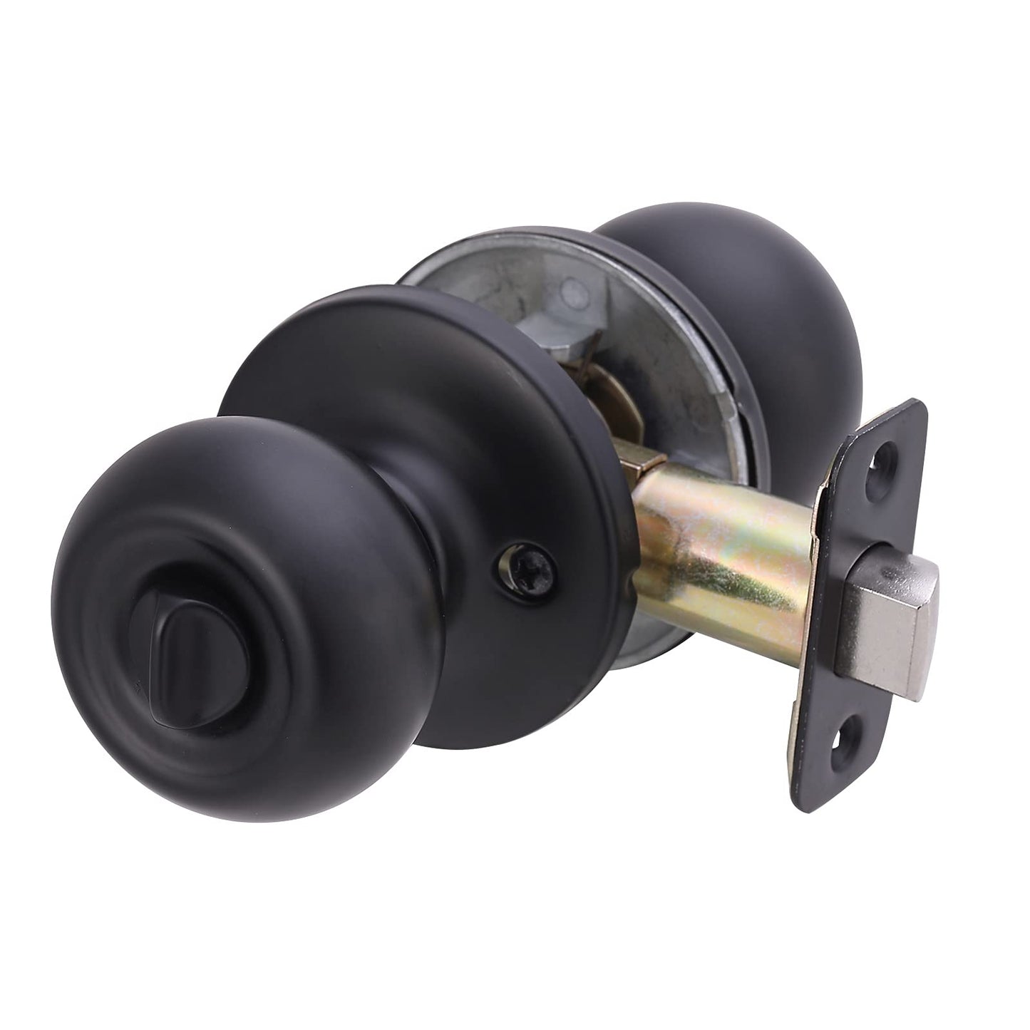 Amazon Basics Exterior Door Knob With Lock, Coastal, Matte Black