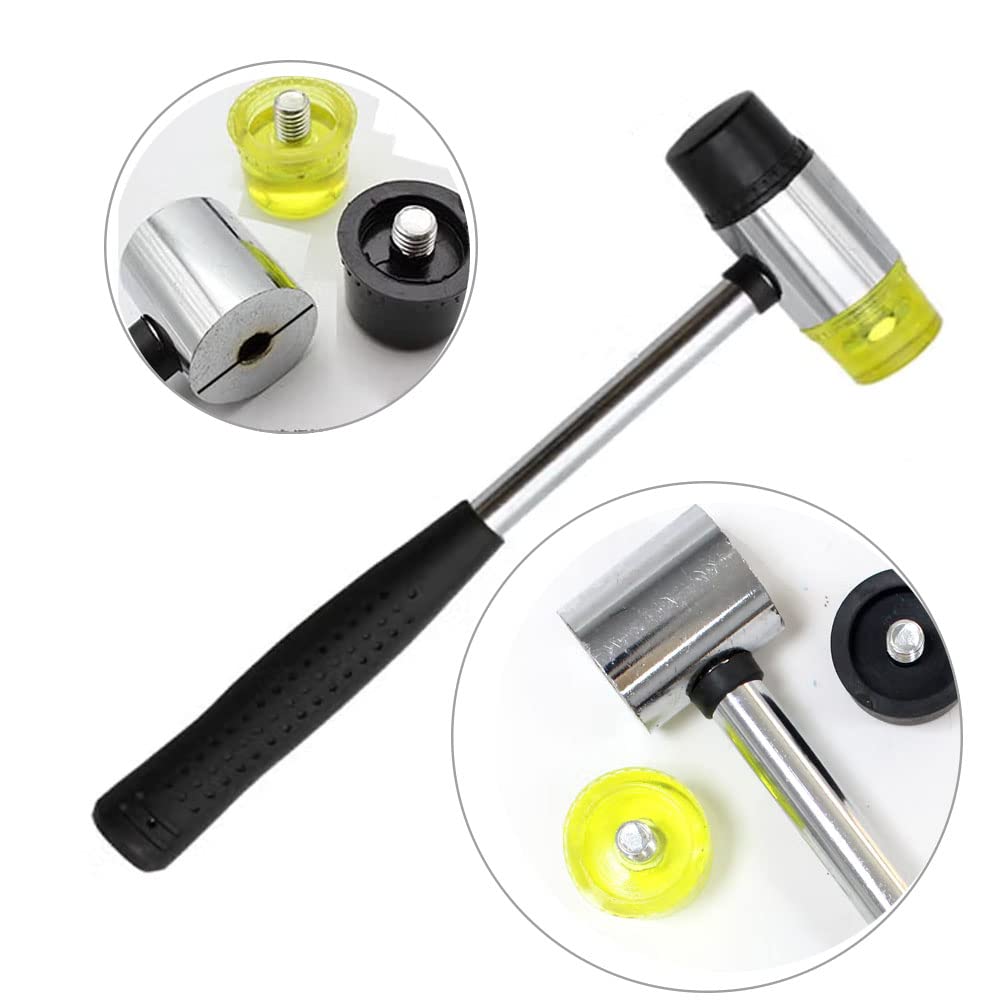 5-Piece Upholstery Tack Tool Set with Double-Faced Mallet, 2 Rubber Heads, Tack Lifter & Pliers for Sofa, Chair, Bed Furniture