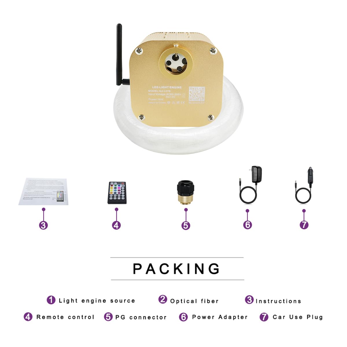 AKEPO 16W RGBW Fiber Optic Star Lights Kit, 550pcs 13.1ft, Music Sync, App & Remote, Car/Home Headliner