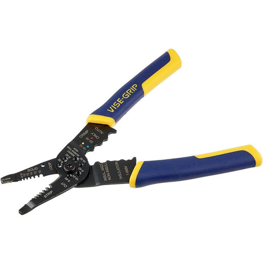 IRWIN VISE-GRIP Wire Stripper, 8 inch, Cuts 10-22 AWG, Plier Style Nose, ProTouch Grip for Maximum Comfort (2078309)