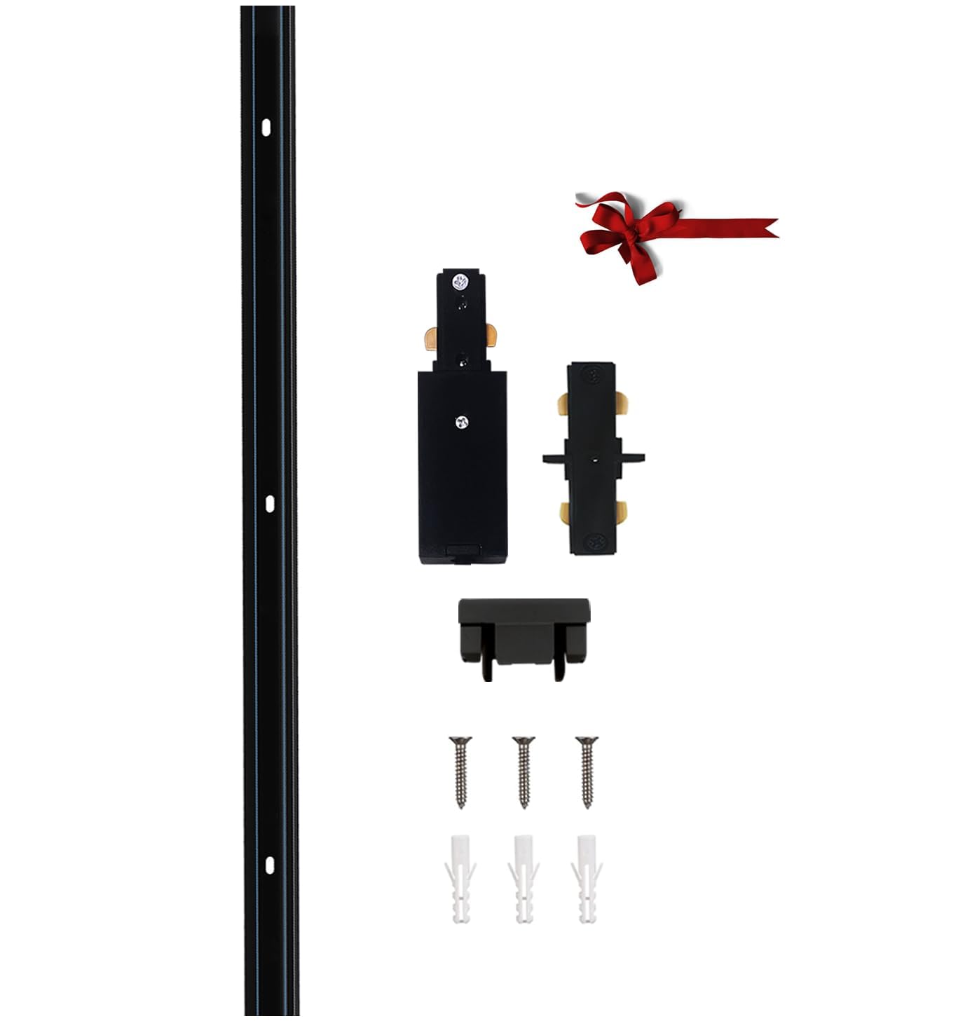 Bravsekai H-Type Track Lighting Rail 3.28FT, 120V Single Circuit 3-Wire, Aluminum, Includes I Connector & Wall Anchors, Black