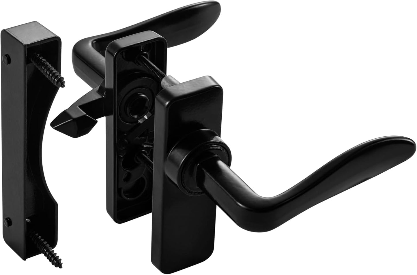 Ideal Security in-Swinging Storm Door Handle Set – for Inward-Opening Storm & Screen Doors ONLY – Surface Mount, Locking Inside Latch, Black