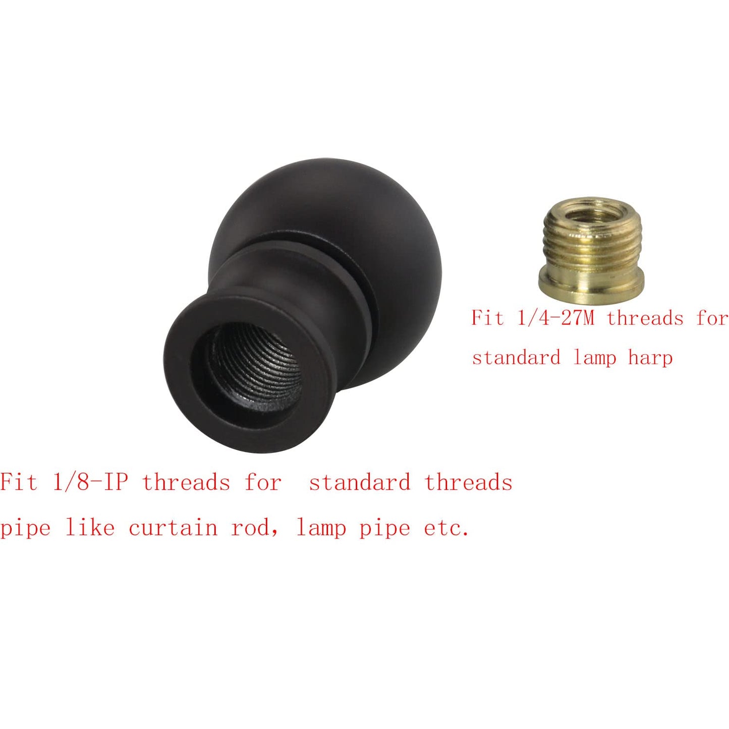 DGBRSM 2pcs Dual -Thread Lamp Finial Oil Rubbed Bronze Steel Ball Knob Lamp Shades Finials Cap Knob Lamp Decoration for Lamp Harp Holder