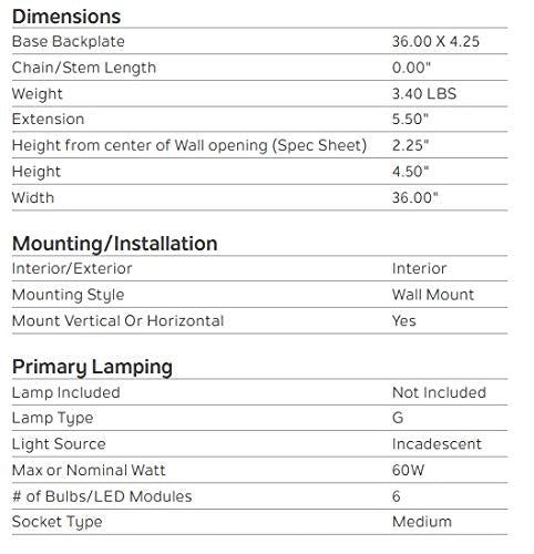 Kichler 36" Bath Bar Vanity Light in Brushed Nickel, 6-Light Traditional Bathroom Light, (36" L x 4.25" H), 626NI