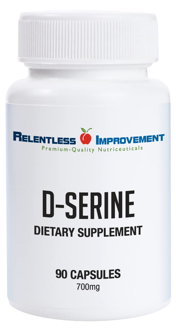 Relentless Improvement D-Serine 700mg - Amino Acid for Cognitive Support, Neuroprotection & Mood, 90 Veg Capsules, No Animal Content