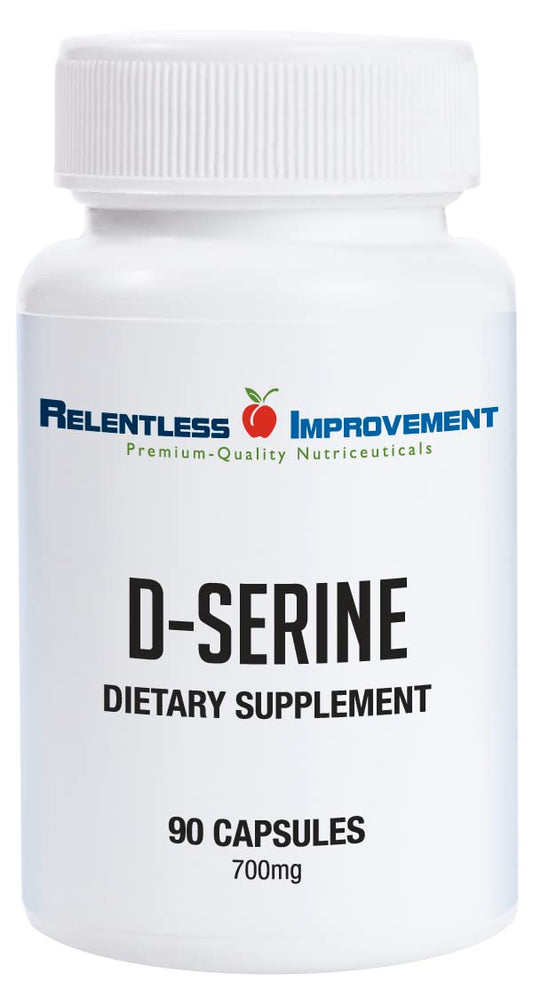 Relentless Improvement D-Serine 700mg - Amino Acid for Cognitive Support, Neuroprotection & Mood, 90 Veg Capsules, No Animal Content