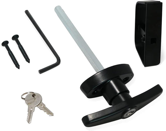 Lepoint T-Handle Lock Shed Door Latch Lock Kit with 2 Keys and 2 Screws, 5-1/2" Stem Barn Playhouse & Chicken Coop Door Lock