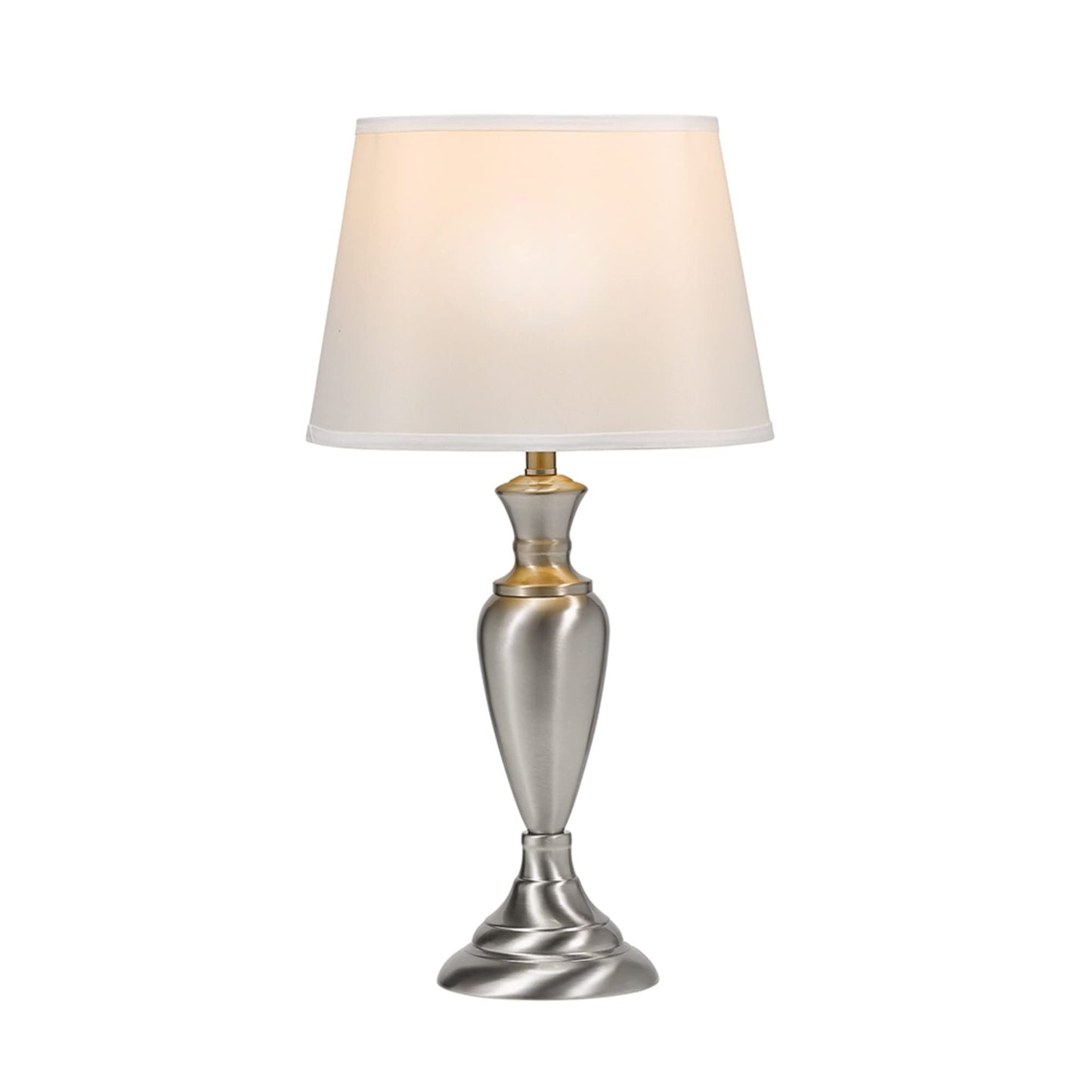 Catalina Lighting 18078-001 Transitional 3-Piece Metal Floor & Table Lamp Set with Linen Shades 59" and 24" Brushed Nickel Classic