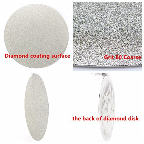 JINGLING NO Center Hole 8" inch Diamond Grinding Disc 80 Grit Flat Lap Disk Lapidary Tools for Stone