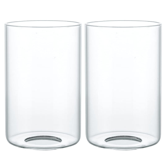 Skelang Clear Lipless Glass Lamp Shade, Cylindrical Replacement Light Cover with Fitter Opening for Chandelier, Vanity, Pendant (2 Pack)