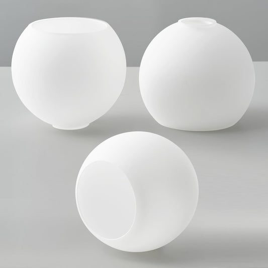 3-Pack 6" White Frosted Glass Globe Shade, E26 Base, 1-5/8" Fitter for Pendant, Wall Sconce, Chandelier & Vanity Lights