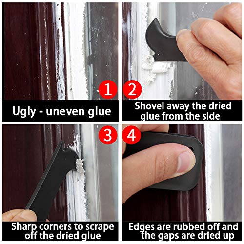 King&Charles Silicone Caulking Tool Kit, 3 in 1 Caulk Remover & Grout Removal Tool, with 4pc Glass Glue Angle Scraper