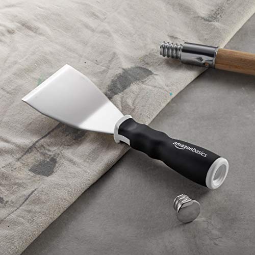 Amazon Basics Soft Grip Bent Scraper with Pole Socket, Heavy-Duty Hammer End for High-Reach Scraping, 3"