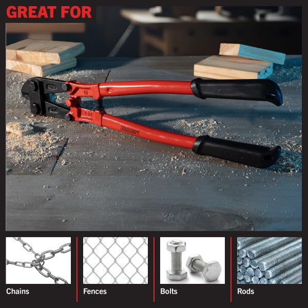 Bolt Cutter - 18-Inch Drop Forged Hardened Alloy Steel Cutter with Ergonomic Grips - Cuts 5/16-Inch Chains, Wires, Bolts, Locks, and More by Stalwart