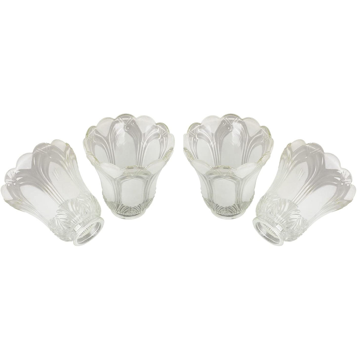 Anmire 4-Pack Frosted Glass Flower Shades, Bell-Shaped Replacement Globes for Chandelier, Ceiling Fan, Wall Sconce, 2-1/8" Fitter