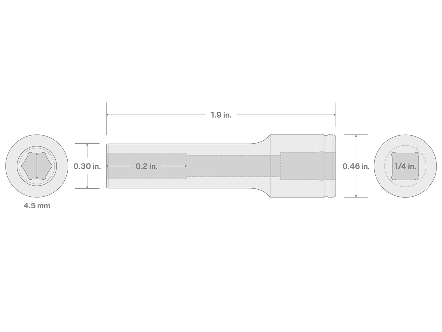 TEKTON 1/4 Inch Drive x 4.5 mm Deep 6-Point Socket | SHD03103