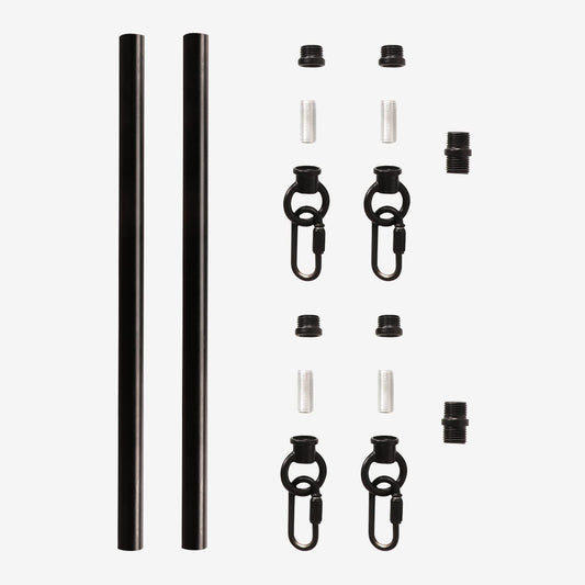 Giluta Pendant Light Extension Rods, 2-Pack 11.8" M10 Downrods with Chain Link Connectors, Matte Black for Chandeliers & Island Lighting