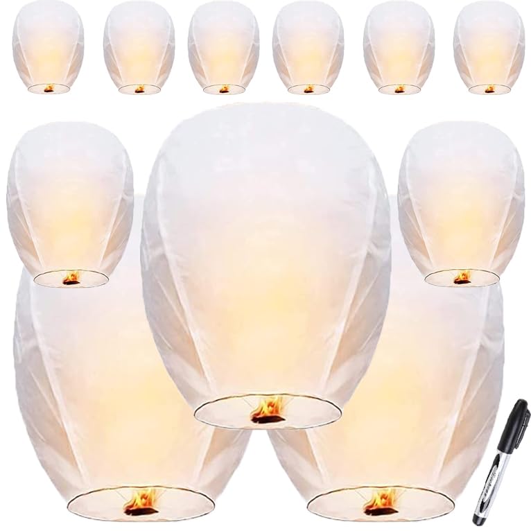 10Pcs White Round Paper Lanterns, Hanging Decorative Lamps for Home, Party, Wedding – Create Warm & Romantic Atmosphere