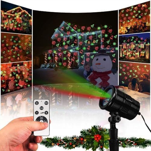 Outdoor Christmas Laser Projector Lights – Waterproof Red & Green Patterns with Remote, Holiday Yard & Garden Decoration