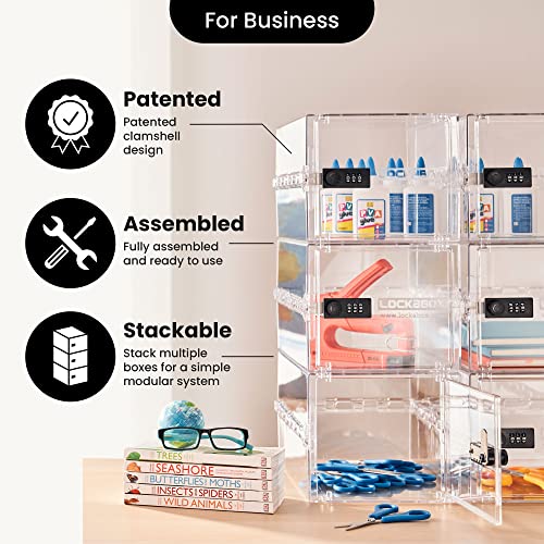 Lockabox One™ | Premium Lock Box | Medium Combination Lock Box For Food, Medicine & Home Safety | External Size 12 x 8 x 6.6 inches (Crystal)