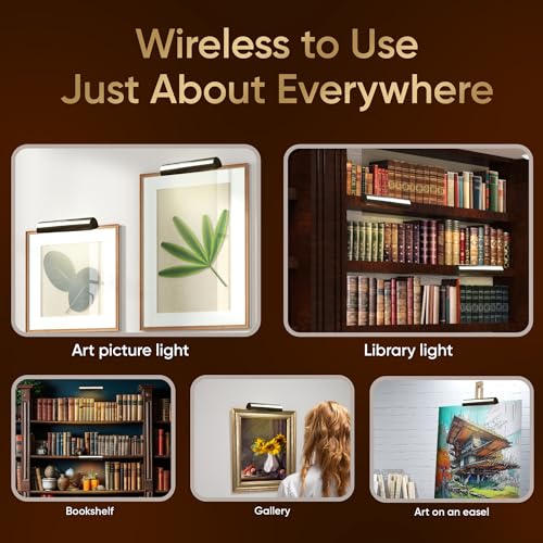 Concepdesigns 7.75" Battery-Operated Dimmable Picture Light, Wireless Wall Art & Library Light, Antique Brushed Bronze