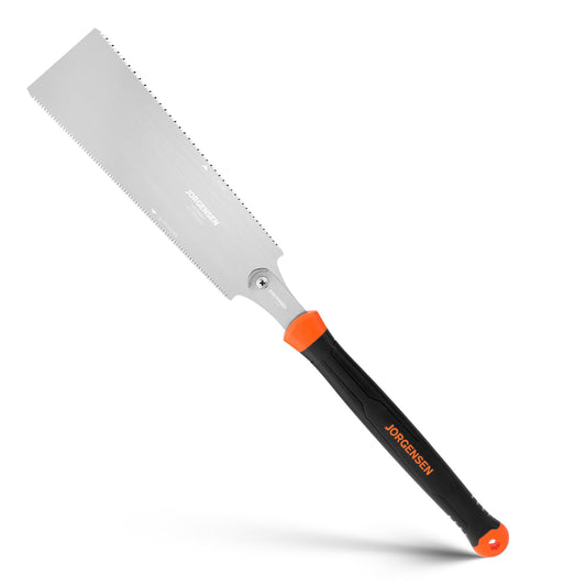 JORGENSEN 10-Inch Japanese Pull Saw, Double Edge Hand Saw with SK5 Flexible Replaceable Blade, 7–12 & 18 TPI Flush Cut for Woodworking