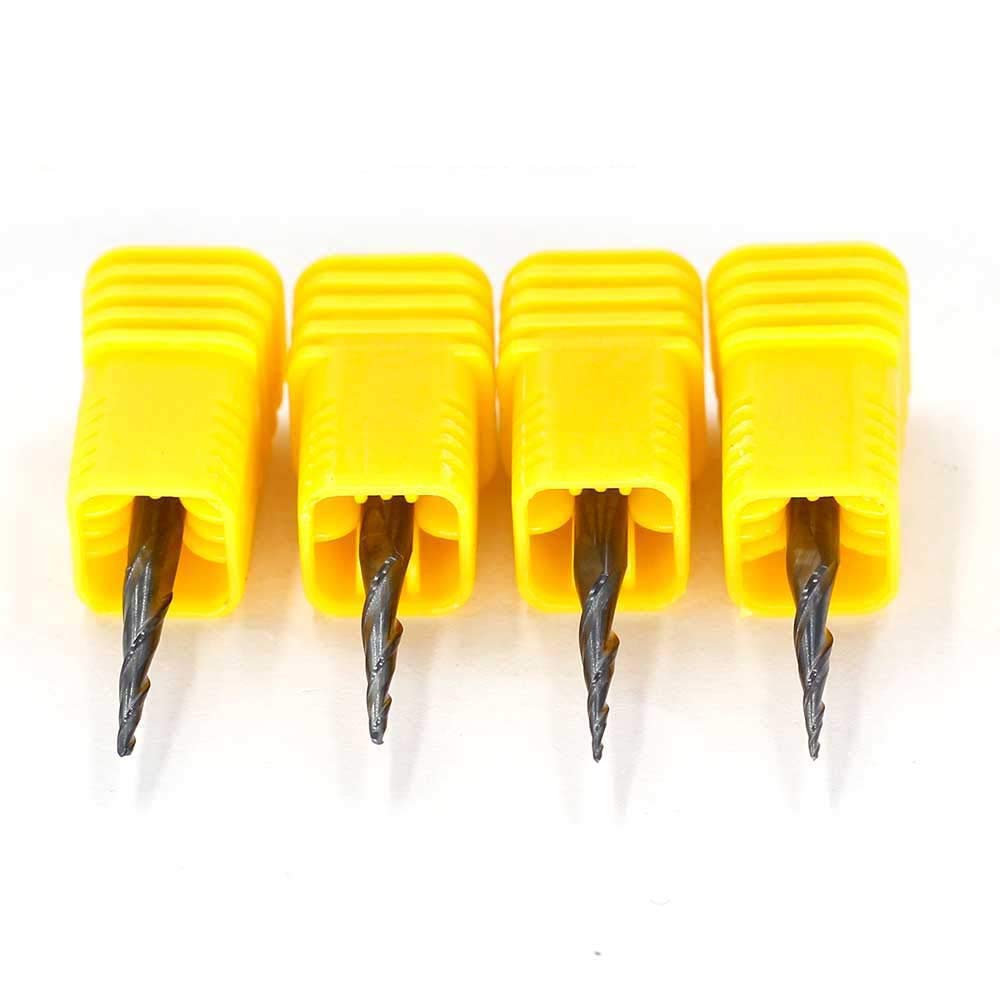 OSCARBIDE 1/8" Shank Carbide End Mill Set, 4-Piece Tapered Ball Nose, 2-Flute, Right Spiral, TiAlN Coated CNC Router Bits