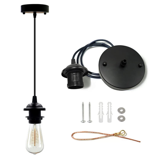 VTYXCTIGJ Industrial Mini Pendant Light Kit, Edison Retro UL E26 Socket, Adjustable Hanging Ceiling Light for Kitchen, Black