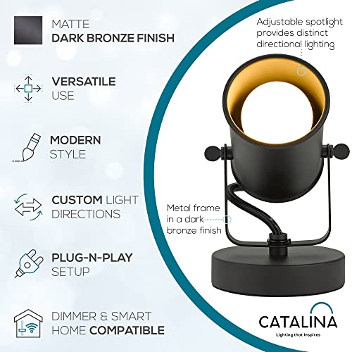Catalina Lighting Modern Multipurpose Spotlight Desk or Wall Mount Accent Lamp, 6", Dark Bronze, Set of 2