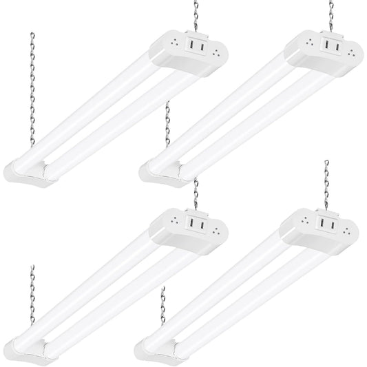 Hykolity 4-Pack 2FT LED Shop Light, 22W 2500lm Daylight, Linkable Garage/Workshop Fixture, Hanging or Flush Mount, White, ETL