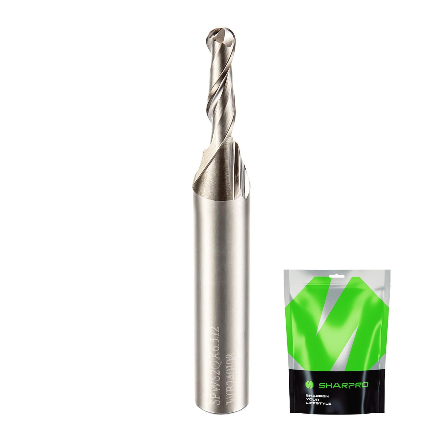 SHARPRO 1/8 Ball Nose CNC Router Bits 1/4 Inch Shank, Carbide Ballnose Up Cut Router Bit, End Mill for Wood, Aluminum, Engraving