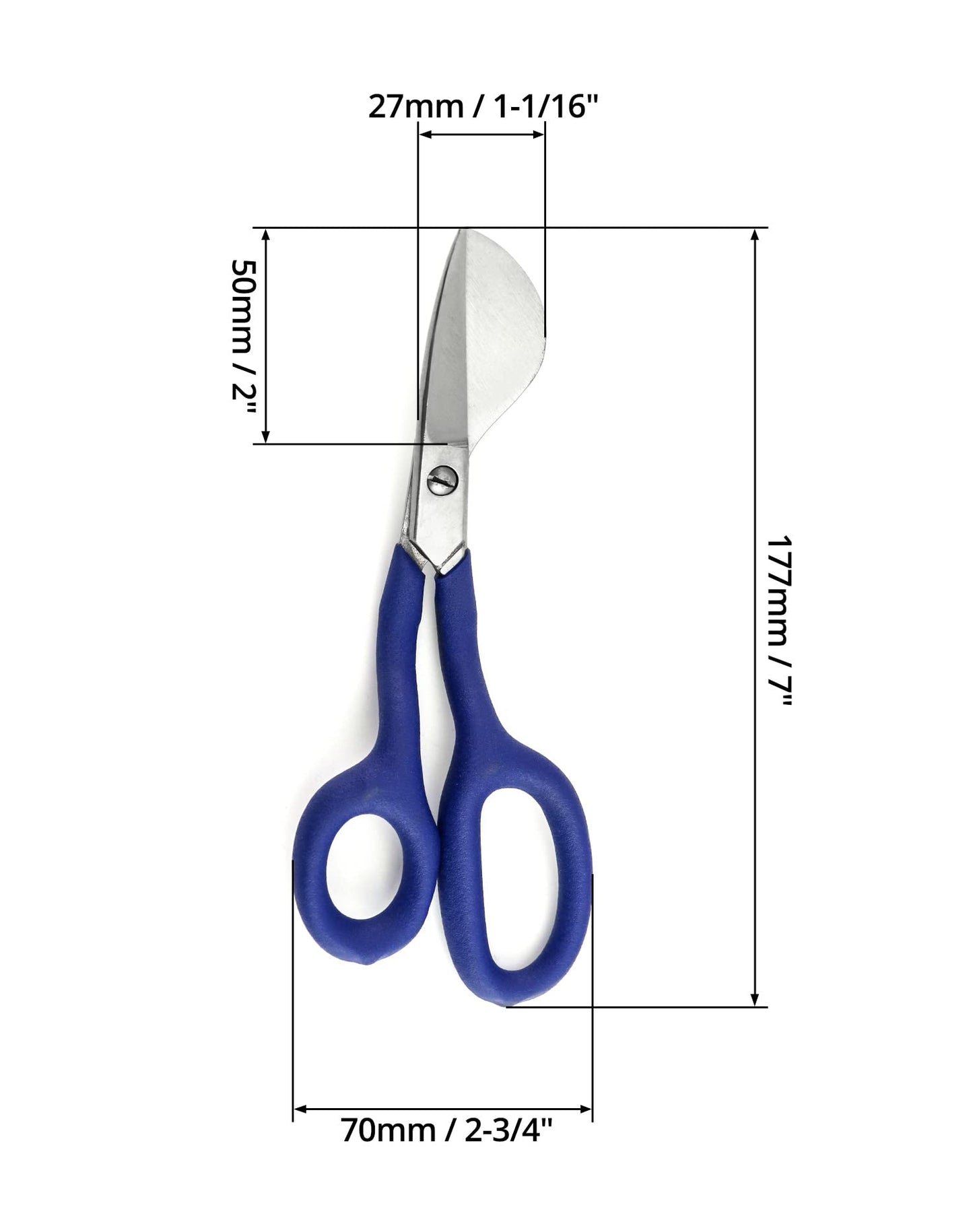 QWORK Duckbill Shears, 7 in Duckbill Applique Scissors, for Carpet Pile, Carpet Punch - Blue
