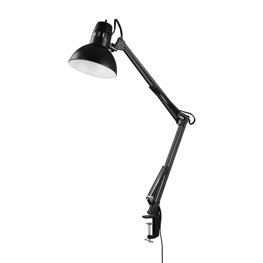 Globe Electric 56963 31.5" Multi-Joint Desk Lamp, Black Metal Clamp Light with Adjustable Swing Arm & Rotary Switch for Home Office Reading