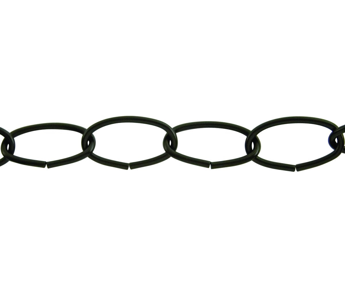 KingChain 1/8" x 50ft Lightweight Black Oval Decorative Chain, 45 lb Load, Ideal for Hanging Baskets, Planters, Lights & Chandeliers