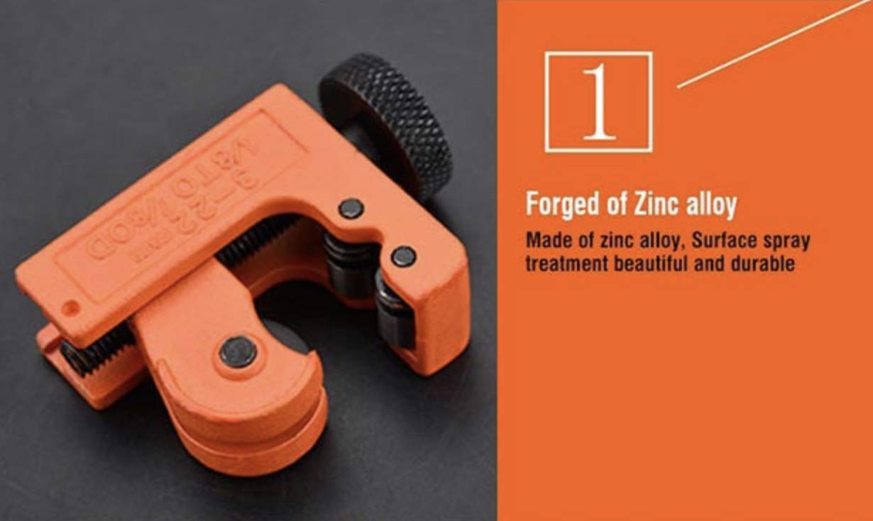 Edward Tools Harden Pro Mini Pipe Cutter 1/8"-7/8" for Copper, Aluminum, PVC & Metal Tubes – Heavy Duty Steel Blade, Multi-Use