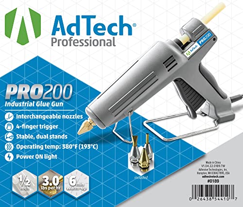 AdTech Industrial High-Output Hot Melt Glue Gun, 200W – Professional Grade for Carpentry, Repairs & Remodeling, Grey