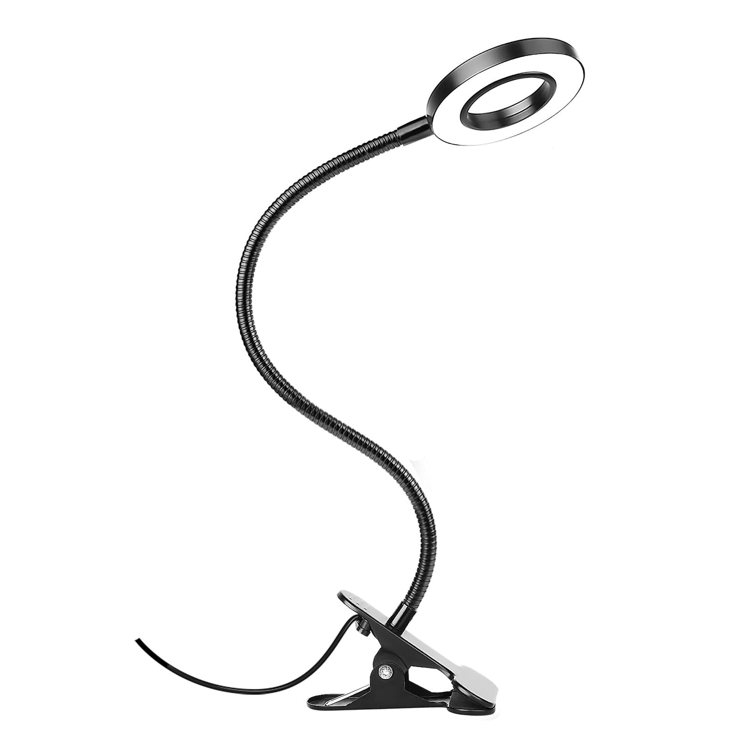 Woputne Desk Clip on Lamp for Reading Home Office, 10 Dimmable Brightness 3 Modes, Clamp Light for Bed Headboard